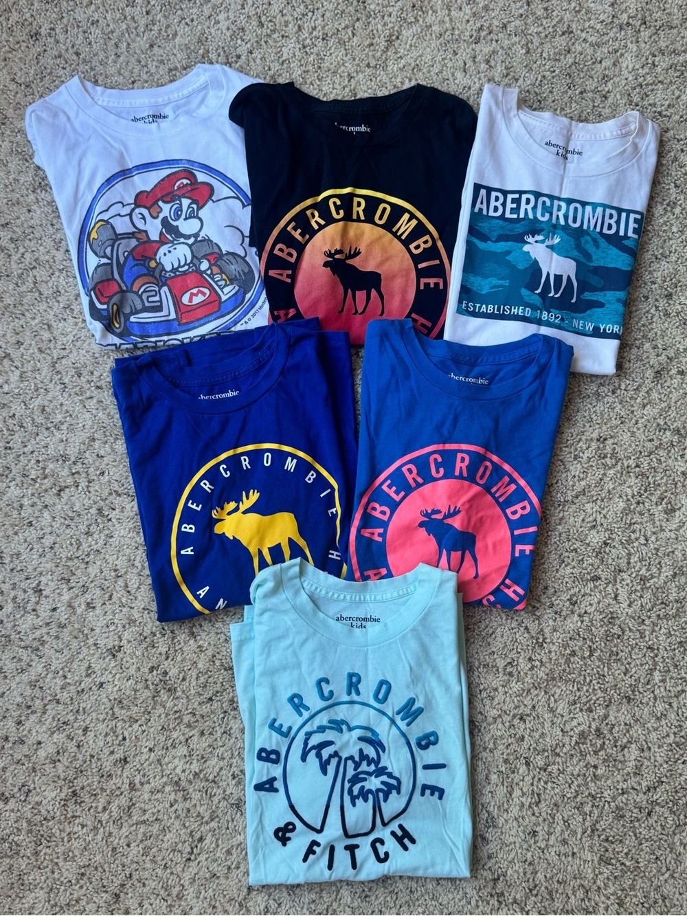 Abercrombie Kids Short Sleeve Tee - Blue/Light Blue/White Assorted